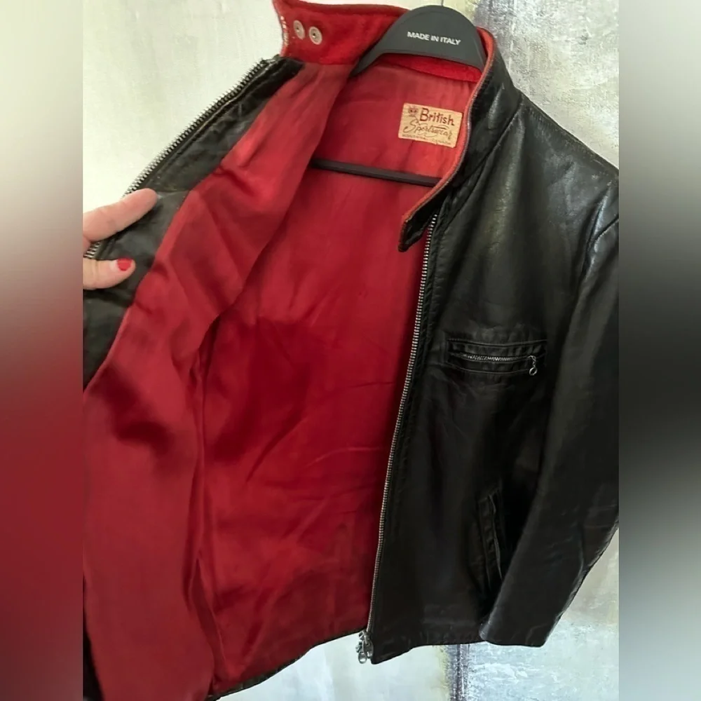 Vintage Black Leather Motorcycle Jacket by British Sportswear, M